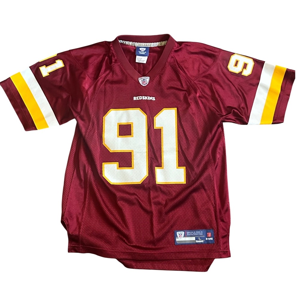 Washington Redskins NFL Football Jersey 91 Kerrigan Reebok Kids Large Burgundy‎